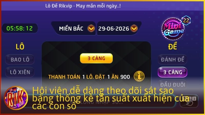 Hội viên dễ dàng theo dõi sát sao bảng thống kê tần suất xuất hiện của các con số