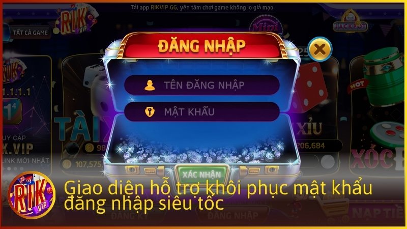 Giao diện hỗ trợ khôi phục mật khẩu đăng nhập siêu tốc