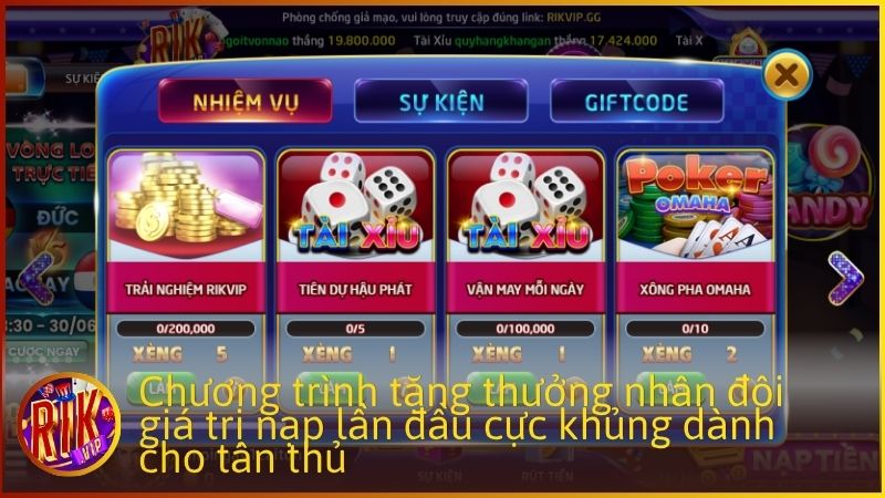 Chương trình Khuyến mãi nạp lần đầu tặng thưởng nhân đôi giá trị nạp lần đầu cực khủng dành cho tân thủ