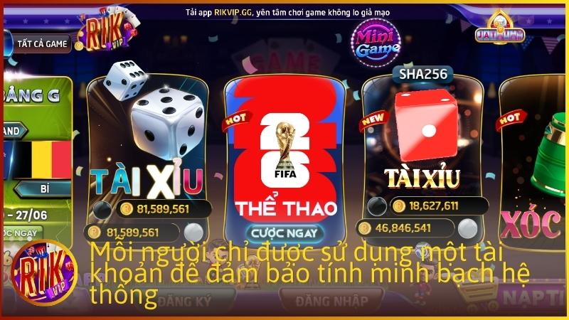 Mỗi người chỉ được sử dụng một tài khoản để đảm bảo tính minh bạch hệ thống.